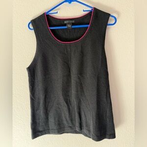 Lauren Hansen 100% Cashmere Sleeveless Top Gray Pink Trim Size L